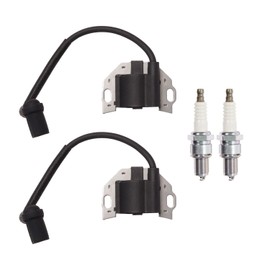 ENA Set of 2 Ignition Coil with Spark Plug 21171-0743 Compatible with Kawasaki FR730V FR691V FR651V FX801V FS481V FS600V Lawn Mower Engines Replacement for 21171-0711 21171-0738 21171-7047 21171-7042