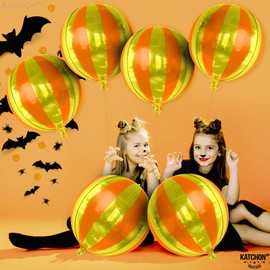 KatchOn, Orange and Gold Balloons - 22 Inch, Pack of 6 | Carnival Foil Balloons Striped, Orange Foil Balloons | Gold Striped Balloons, Striped Foil Balloons Orange, Carnival Theme Party Decorations