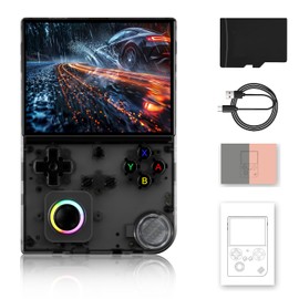 RG40XX V Handheld Game Console,4.0 Inch IPS Screen with 16 Colors RGB Colorful Light Control Joystick,Linux System Games Consoles,Built-in 64GB Card,Support TV Output Casual Game Console(Black)