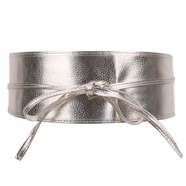 WedDecor Ladies Obi Waist Belt Self Tie Wrap Waistband Soft PU Leather Cinch Vintage Bowknot Belt for Wedding Dresses, Birthday Party, Daily Wear, 95mm Wide