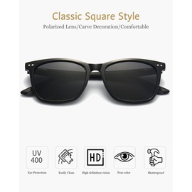 ANRRI Vintage Polarized Sunglasses for Men Women Retro Square Sun Glasses with Spring Hinges