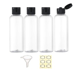 Apstaqeoo Plastic Travel Bottles with Flip Lids Empty Squeeze Bottles Clear Refillable Travel Containers with 1 Funnel and 6 Labels for Liquids, Lotion, Shampoo,