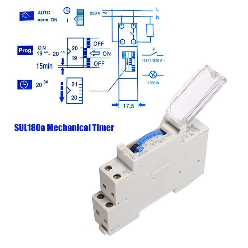 TopHomer Timer Switch, 24H 110-240V AC 16A 15Min Mechanical Programmable