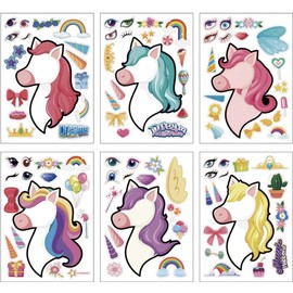 Unbranded 6 Unicorn Make A Face Stickers 6 Sheets Scrapbook Crafts Kids US Seller