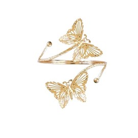 Caiyao Boho Upper Arm Bracelet Cuff Bangle Gold Silver Butterfly Cuff Bracelets Mental Open Upper Arm Bangle Bracelet Adjustable Armband Jewelry for Women-Gold A