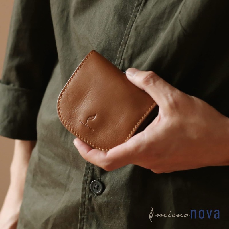 mieno Nova Leather Coin Purse, Compact, Cowhide Leather, Cover Wallet,
