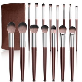 Brochas de Maquillaje con Estuche 15 Piezas, Set de Brochas para Maquillaje Profesional, Cepillos Suaves y Duraderos, Juego de Brochas Sintético Premium Sombra de Ojos en Polvo para Base de Maquillaje