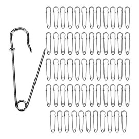 M METERXITY 60-Pack Large Safety Pins, 1.5" Spring Lock Pins Blanket Bulk Pins for Fashion/Clothes/Sewing/Quilting/Upholstery/Laundry/DIY Craft/Decorative, Big Safety Pins [Black]