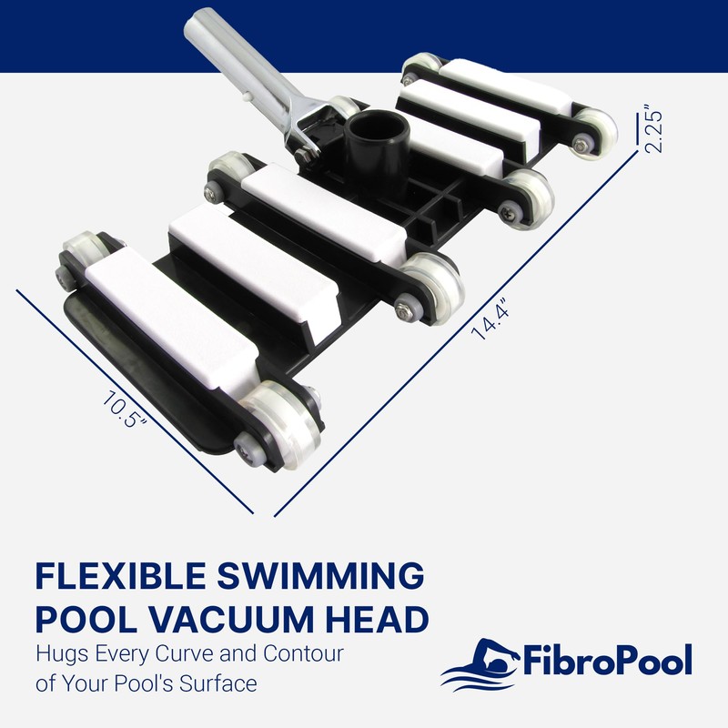 FibroPool Professional-Grade Flexible Pool Vacuum Head - Extra-Wide, Weighted Design