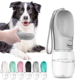 Maiiu Portable Dog Water Bottle, Travel Water Bottle for Dogs, Pet Leak Proof Bottle, Convenient Dog Travel Water Bottle with Bowl,Dog Accessories for Walking Hiking and Camping (Gray, 12oz)