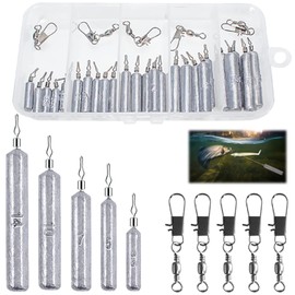 LBING Fishing Drop Shot Fishing Weights Kit 25 Pieces Drop Shot Rig Weights Fishing Sinker + 5 Pieces Fishing Swivels Fishing Accessories