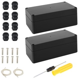 Pack of 2 Surface-Mounted Junction Box IP65 Waterproof 158 x 90 x 60 mm ABS Junction Box Large Electrical Project Box Junction Box Black Electronic Project Box Distribution Box Electrical Connection