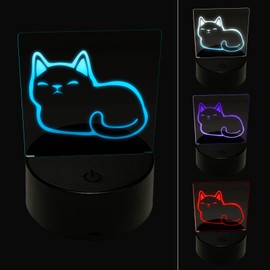 Sniggle Sloth Sleepy Cat Loaf 3D Illusion LED Night Light Sign Nightstand Desk Lamp