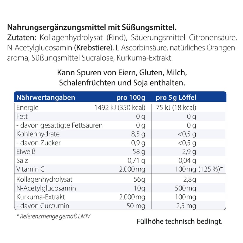 Arthrosamin Collagen Powder - with Bioactive Glucosamine, Curcumin, Collagen Peptides