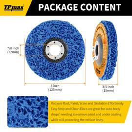 5 x 7/8 Inch Wire Stripping Discs for Rust and Paint Removal, Poly Grinding Angle Grinder Discs, Pack of 10 (Blue)
