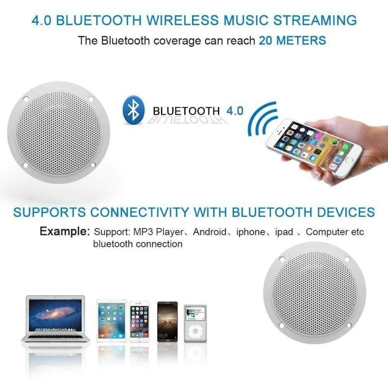 Herdio 4x Herdio 320W 4" Boat Marine Stereo Kitchen Bluetooth