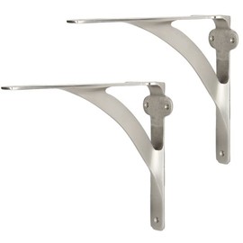 Set of 2 Shelf Brackets for 6", 8", 10" Shelves - Brushed Nickel Finish - 7.88" X 5.88" Heavy Duty Brass L Brackets for Wall Shelves Hardware Included,