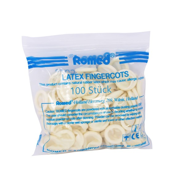 Romed Latex Finger Cots (Small )), Pack of 100