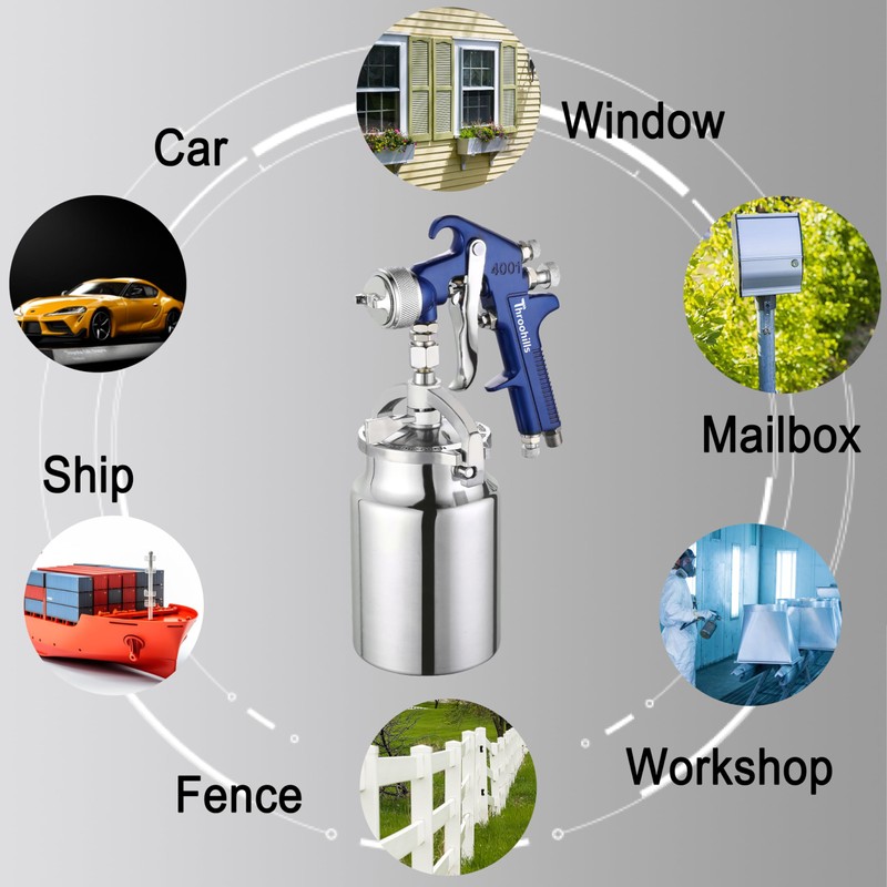 Throohills Siphon Feed Spray Gun for Piant with 1.8mm Nozzle,