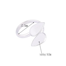 Reidgaller 20pcs Stainless Steel fit 8x13mm Teardrop cabochon Ring Bezel Setting Blanks DIY Adjustable fingerring Base for Jewelry Making Supplies