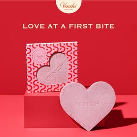 Venchi - Brutto&Buono, Lastra Artigianale di Cioccolato Bianco a Forma di Cuore, alla Rosa, Mandorle e Lampone, 200 Gr, Senza Glutine, Senza Coloranti, Idea Regalo Festa della Mamma