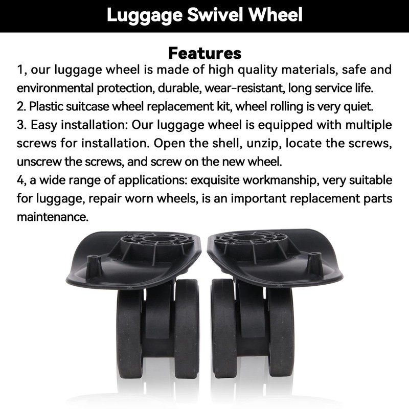 SHANOER 1 Pair Replacement Wheels for Luggage 360 Swivel Dual