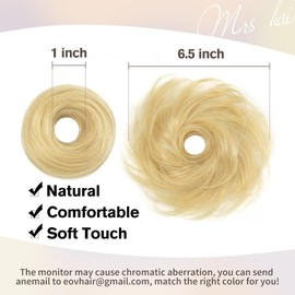ISHEENY Messy Bun Hair Scrunchies Curly Hair Buns Hairpiece Synthetic Ponytail Bun Extensions Bleach Blonde Hair Pieces for Women Bleach Blonde 2pcs