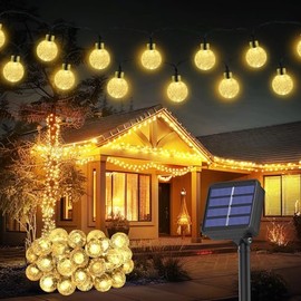 Aofonchy Solar Fairy Lights Outdoor, 12M/ 39Ft 100 LEDs Waterproof Crystal Ball Fairy Lights 8 Modes Solar Garden Lights, Solar Globe String Lights for Patio Garden Wedding Christmas Party