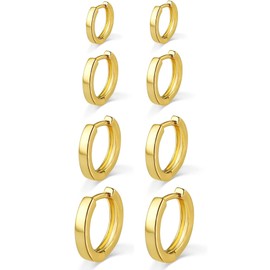 PRETOLE 4 Pairs Gold Huggie Earrings,14K Gold Plated Small Gold Hoop Earrings Lightweight Hypoallergenic Tiny Mini Hoop Earrings Huggie Earrings for Women Gold Huggie Hoop Earrings 6/8/10/14MM