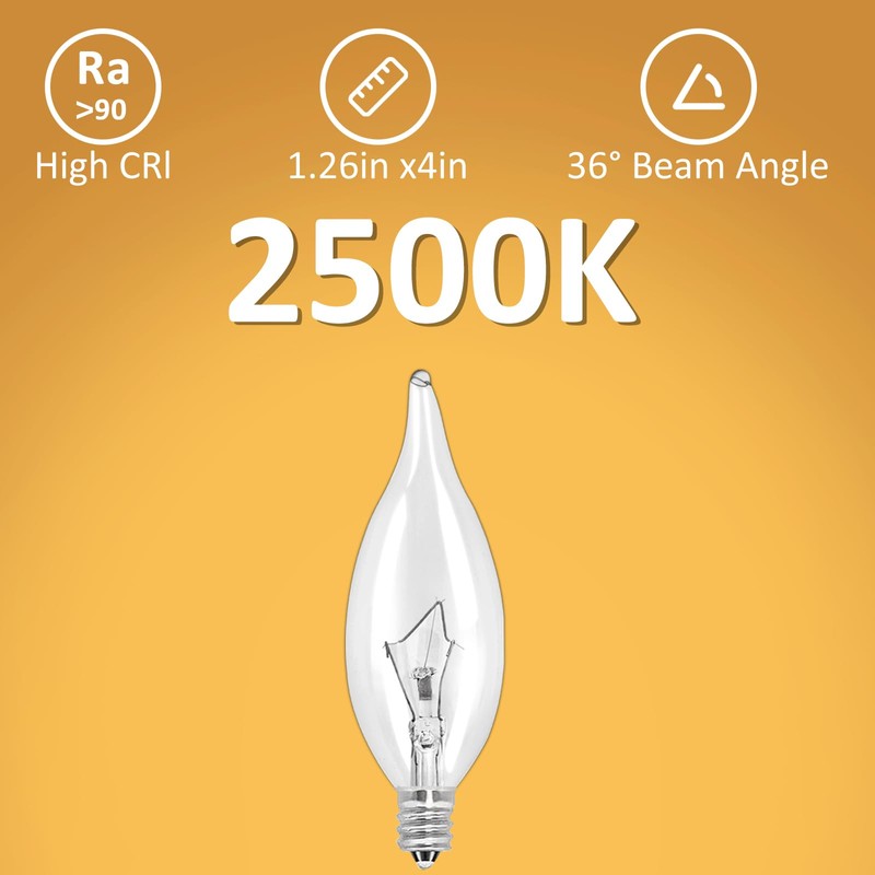 LinMiFo 12-Pack E12 B10 Clear Candelabra Base Bulb, 40W 120V