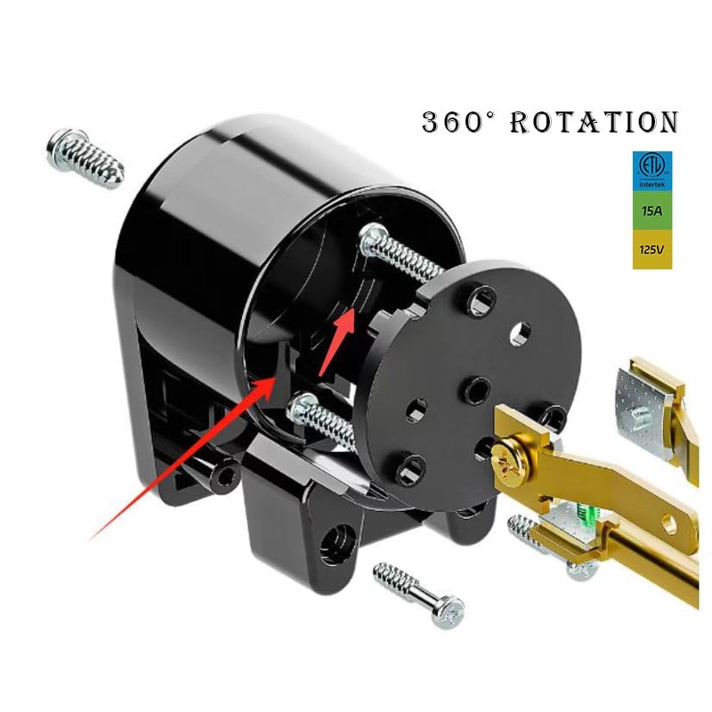 Right Angle Nema 5-15P 15A 125V , 360° Rotatable DIY