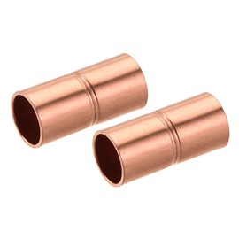 MECCANIXITY Straight Copper Coupling Fittings, 1/4 Inch ID Welding Joint for HVAC Air Conditioner, with Rolled Tube Stop Sweat Ends, Pack of 2