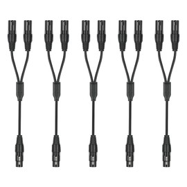 SZLliyxs 5 Pack 1.5FT XLR Y Splitter Mic Cable, 3pin XLR Female to Dual XLR Male, Balanced Mic Audio Cables for Stereo Mic to L&R Audio