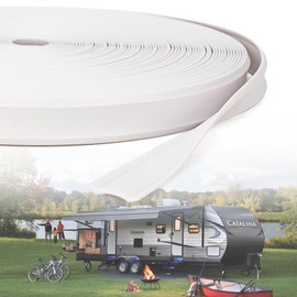 RV Insert Molding Trim, Trim Insert 7/8", Travel Trailer Screw Cover Trim, Door Corner Seal, Vinyl RV Corner Molding, 100Ft Camper Exterior Trim (100FT - 7/8" Wide, White)