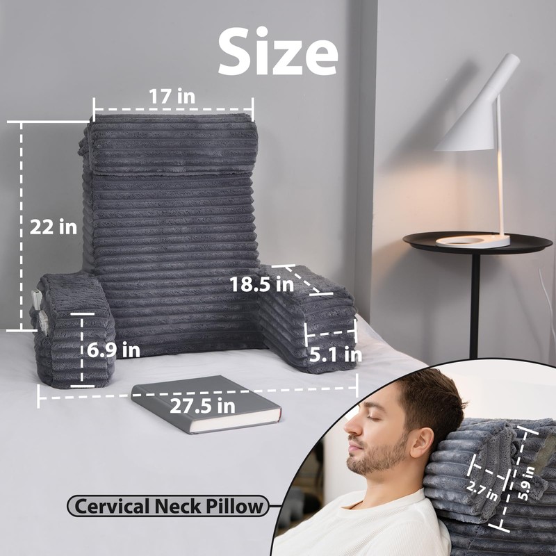 ENITYA 22" XL Back Pillow for Bed Sitting Up, Reading
