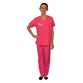 My Little Doc Pink Kids Scrubs with Big Sister Embroidery Design (5/6)