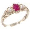 LetsBuyGold 925 Sterling Silver Real Genuine Ruby and Cultured Pearl