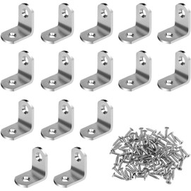 Profiwoab 15pcs Corner Braces 20x20x18.5mm Stainless Steel Latch L Joint Right Angle Bracket with 30pcs Screws
