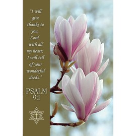 Faith Based Gratitude Journal for Women: Psalm 9:1 Serenity and Grace Magnolia Reflection Notebook for Jewish or Christian Ladies MATTE