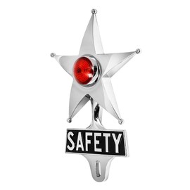 KNS Accessories Vintage Classic Car Safety Star License Plate Topper, Chrome W/Amber LED, for Stop, Turn, Marker Light