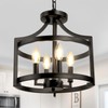 LynPon Black Farmhouse Chandelier 4 Lights, Modern Hanging Pendant Light