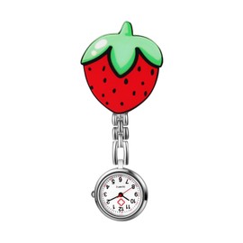 Avaner Nurse Watch Strawberry: Nurse Watch with Clip Pocket Watch FOB Watch Nurse Watch Anlog Quartz Watch for Doctor Doctor Nurse Medical, red, Classic