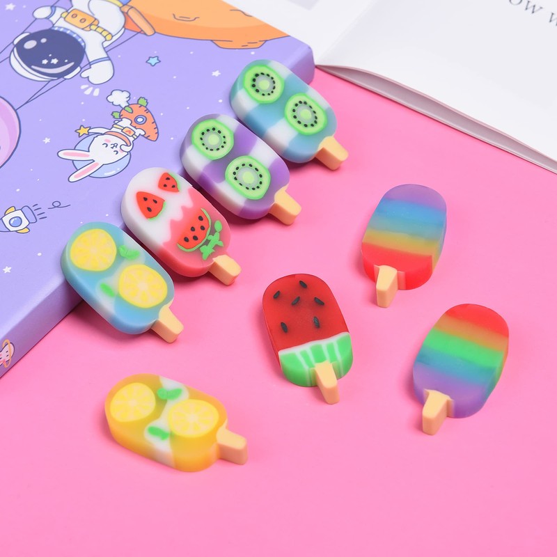DOMG 16 Pcs Cute Fruit Shaped Ice Cream Erasers for