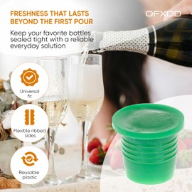 Plastic Wine and Wiskey Bottle Stopper - Pack of 12 - Plastic Cork for Glass Bottlees - Beverage Stoppers