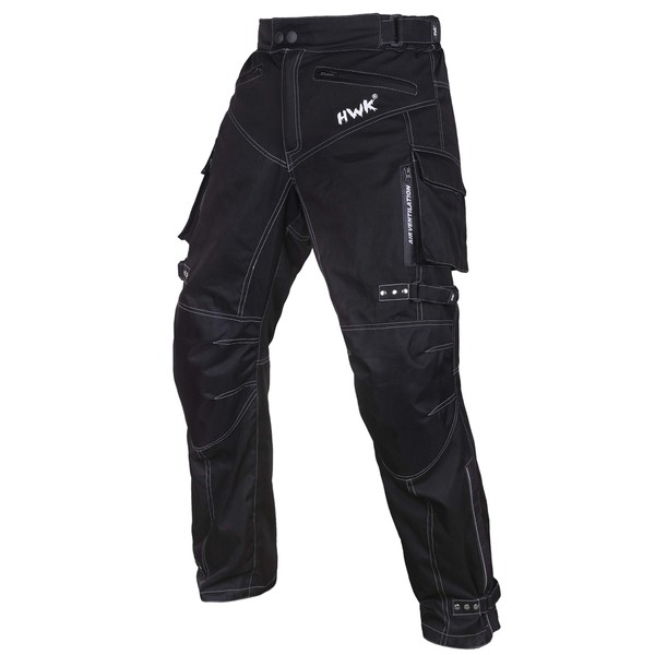 Motorcycle Pants for Men Dualsport Motocross Motorbike Pant Riding Overpants Enduro Adventure Touring Waterproof CE Armored All-Weather (Waist36''-38'' Inseam32'') Black
