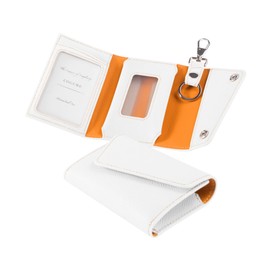 COGURE CONMKC Smart Key Case, Genuine Leather, European Embossed Leather, Transparent Window, Smart Key Holder, Card Holder, White
