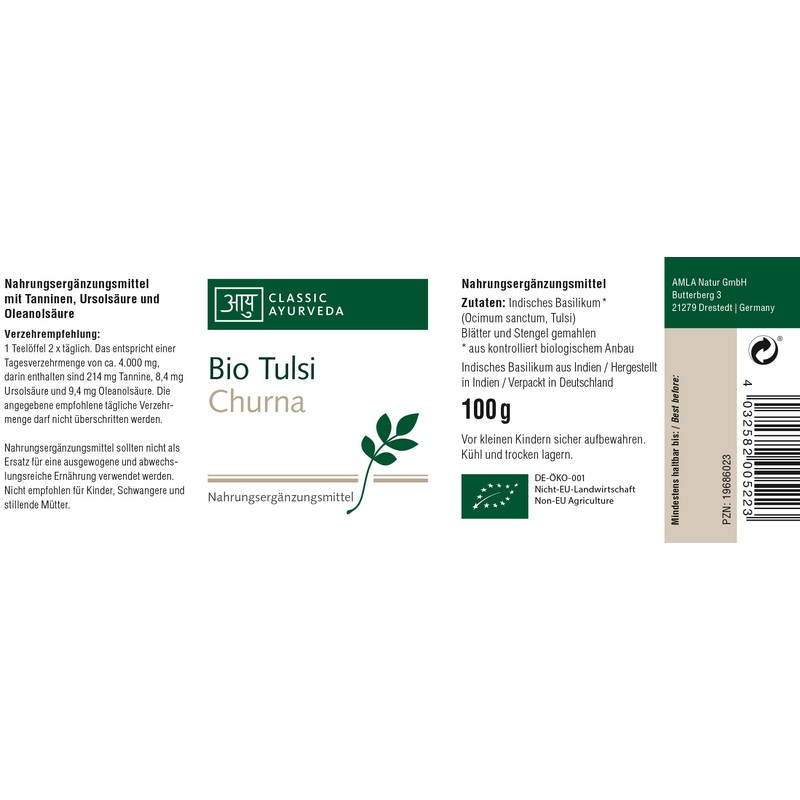 Classic Ayurveda Organic Tulsi Churna Powder - 100g - Traditional