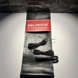 Belinous 14.5-15.125” M5 DIY Car Leather Steering Wheel Cover Needle And Thread Included