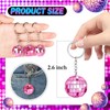 50Pcs Pink Disco Ball Keychain, Mini Small Pink Mirror Disco