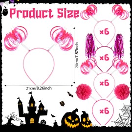 Censen 24 Pcs Pom Pom Headband Tinsel Wrapped Ponytails Head Bopper Headwear Hair Accessories Party Costume(Pink)